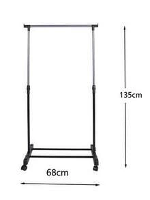 Single/Double Pole Height Adjustable Freestanding Metal Clothes Rack, Modern Minimalist Silver And Black Rectangular Frame Garment Rack With Universal Caster Wheels, Suitable For Bedroom, Balcony, Laundry Room And Clothing Display - Multicolor - View 13
