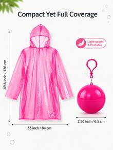 3/5/10pcs Portable Rain Poncho Balls, Random Color Disposable Raincoat With Storage Box And Hook, Lightweight Waterproof Travel Camping Cape, 1/2pcs - Multicolor - View 10