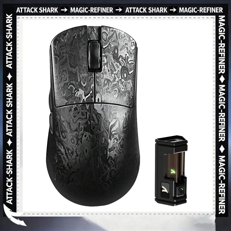 ATTACK SHARK R11 Ultra 49g Ultralight Gaming Mouse, PAW3950 MAX Sensor, 8K Polling Rate, Tri-Mode Connectivity, AI Cloud Driver, 100% Feet For FPS Competitive Gaming - View 1