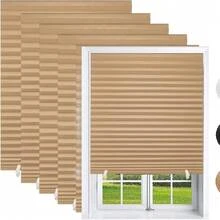 6-Pack Blackout Pleated Paper Shades – Cut-To-Size, No-Drill Window & Door Coverings For Home Or Travel | Lightweight, Portable, Easy Clip-On Installation (12 Clips Included) | 36 In W * 72 In H | Temporary Room Darkening Solution | Foldable & Reusab - Brown - View 12