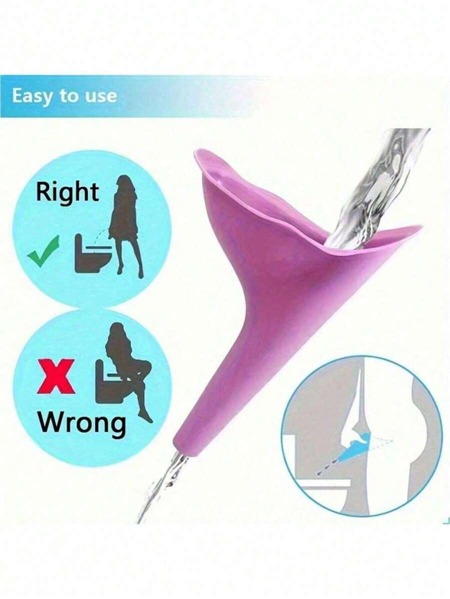 2pcs/Set, 1 Portable Silicone Female Standing Urination Funnel + 1 Storage Box, Compact Foldable Design With Portable Case, Reusable, Suitable For Travel, Camping, Hiking, Hygiene Accessory