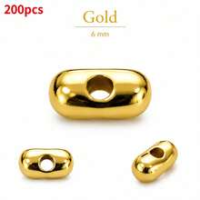 100/200 hạt cườm spacer lỗ giữa tròn nhẵn 6mm màu vàng bạc rời, phụ kiện làm vòng tay dây chuyền trang sức DIY - Hạt CCB - Xem 10