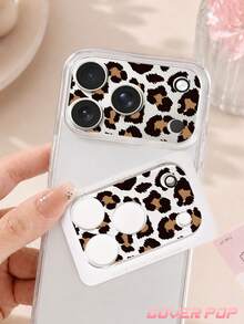 1pc Yellow Brown Leopard Print Camera Lens Protector Film, Compatible With IPhone 17Pro/17 Pro Max; Made Of Tempered Glass, Full Coverage Design, High Definition & Transparent, Scratch-Resistant & Anti-Fingerprint, Compatible With Phone Cases, Easy To Install. - Clear - View 3