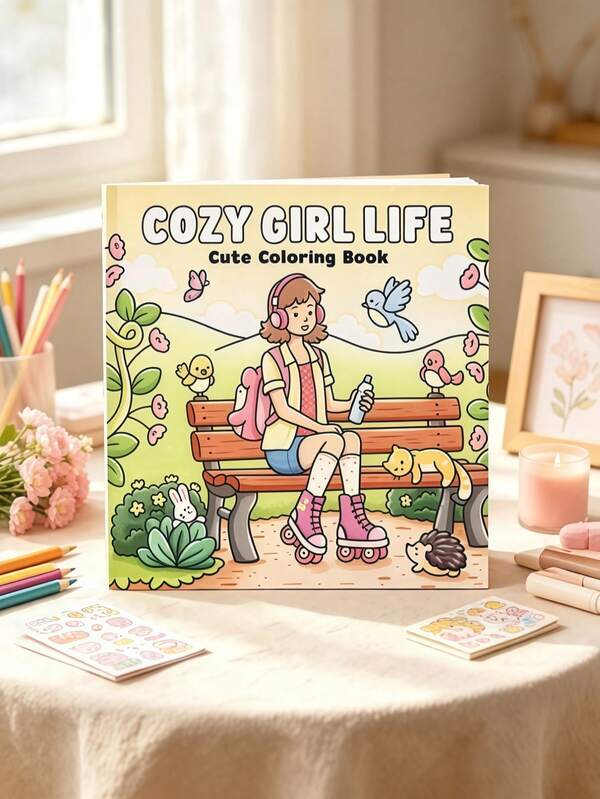 1COZY GIRL LIFE Coloring Book With Super Cute Patterns, Warm And Cozy Space, Designed To Promote Relaxation, Is An Ideal Gift For Holidays And Special Occasions.