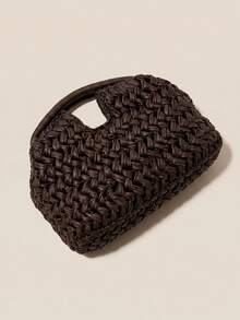 CAJUNI 2026 New Natural Fiber Clutch, Handwoven Raffia Grass Summer Beach Bag, Straw Woven Bag - Coffee - View 3