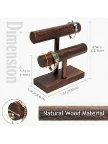 Cirelle Bracelet Holder Display Bracelet Organizer, Wooden Bracelet Stand For Selling, T-Bar Bangle Storage Rack Wood Watch Display Tower For Business - Brown - View 11
