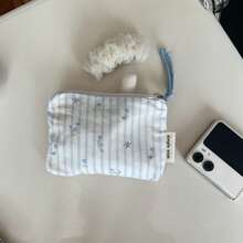 1個新款海洋風淺藍色圓點格紋條紋迷你零錢包卡夾多功能收納包，適用化妝工具、口紅、耳機、鑰匙存放，柔軟親膚布料、順滑拉鍊、防塵防丟防刮、可水洗、輕巧便攜口袋尺寸，適合女生、學生、上班族，適用學校通勤、購物、短途旅行、居家宿舍日常使用，清新療癒、百搭收納、精緻小眾耐用，生日、好朋友、開學實用貼心小禮物 - 彩色 - 查看 13