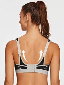 MELENECA Women's High Impact Support Wirefree Bounce Control Plus Size Workout Sports Bra - Black - View 3