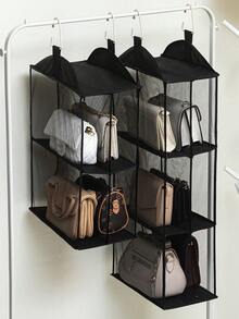 1pc Detachable Hanging Handbag Storage Bag, Transparent Bag Organizer, Space-Saving Closet Storage System, Suitable For Living Room, Bedroom, College Essentials, Christmas Decor, Back To School, Bedroom Decor - Black - View 3
