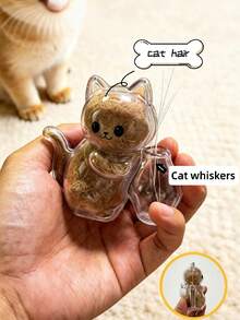 Cute Cat Shaped Fridge Magnet Cat Fur & Whisker Collector, Holeless Pet Hair & Whisker Memorial Keepsake Container, Unique Decorative Gift For Cat Lovers, Essential For Cat Moms, Unique Gift, Pet Memorial - Transparent - View 4