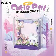 Cute Friends Anniversary Series Set, Adorable Animal Friends Photo Frame Miniature Building Blocks, Cute Bird, Panda, White Rabbit, With Acrylic Display Case, DIY Decoration, Assembled Building Blocks, Building Block Ornament, Suitable For Office Desk And Home Office Decoration. - Multicolor - View 6