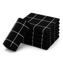 Kit 4 Pano De Prato Grande Felpudo Atoalhado Chef Copa Geométrico Atacado 100% Algodão Preto - Preto - Visão 6