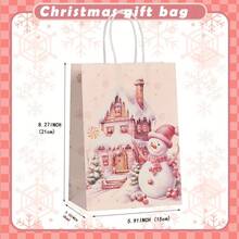 24/12/4 Stücke rosa Weihnachtspapiertüten mit Rentier-, Schneeflocken- und Weihnachtsbaum-Muster, niedliches Weihnachtsthema Design bedruckte tragbare Geschenktüten geeignet für Feiertagsparty, Klassenzimmer Weihnachtsgeschenkaustausch, Winterparty-Geschenke, Weihnachtsdekoration, Weihnachtstüten - Weihnachtsgeschenktüte, zufällige Auswahl - Übersicht 7