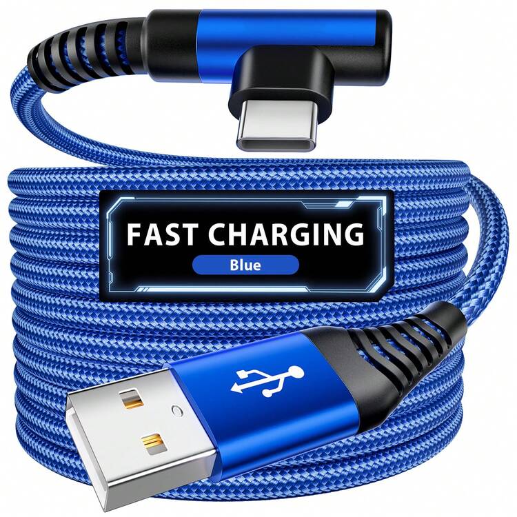 Tzlrxl Fast Charging Data Cable USB A To USB C, 480Mbps Data Sync Cable, Durable Braided Metal Connector, 3.3ft And 6.6ft Optional, Multicolor - Blue - View 2