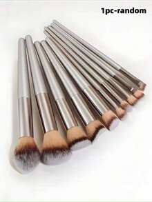 10/1pc Champagne Gold Makeup Brush Set, Full Face & Eye Dedicated, High-End Makeup Tools, Makeup Brush/Makeup Brush Set - Grey - View 9