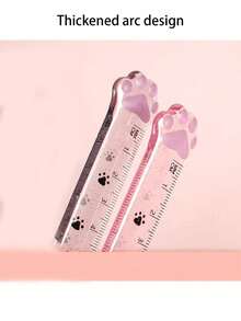 1/2 pièces Règle créative en forme de patte de chat 15cm, Règle en plastique transparent, Règle pour étudiants - Transparent - Voir 5