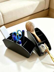 Multi-Compartment Remote Control Storage Box, Cosmetic Organizer With 5 Dividers, TV Remote Holder, Multi-Function Desktop Organizer, Suitable For DVD, Blu-Ray, Media Player, Heater Controller And TV Remote, Stationery, Glasses, Cosmetics And Small Items Storage, Space-Saving Bedside Table Organizer, Universal For Home And Office Scenes, Creative And Practical Home Storage Box - Multicolor - View 6
