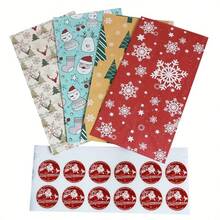 12pcs Christmas Snowflake & Reindeer Gift Bag Set With Stickers - New Holiday Product - Multicolor - View 8