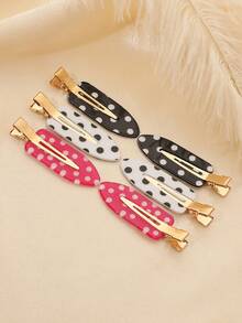 6PCS Vintage Polka Dot Print Cute Women's Hair Clips, Suitable For Daily Life, Date, Party Styling Decoration Women's Hair Accessories - Multicolor - View 4