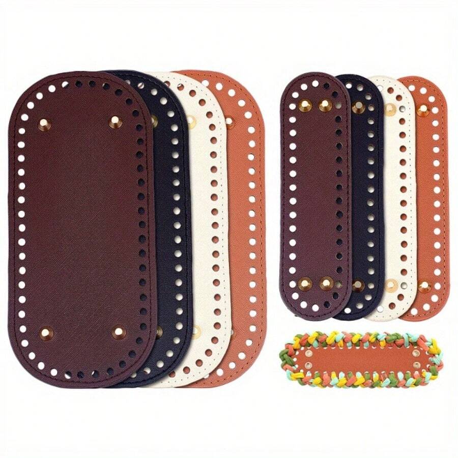 8pcs Bag Bottom Set, 4 Colors Oval Bag Bottom Shaping Pads With Holes, Bag Bottom Pads, Wallet Bottom, Suitable For Handbags And Shoulder Bags, Neutral Tones, 7.1 X 1.97 Inches And 8.7 X 4.7 Inches, Wallet Making, DIY Wallet Making