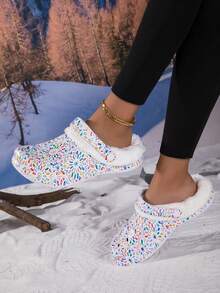 Winter Fuzzy Lined Clogs Anti Slip Warm Plush Indoor Outdoor Hole Slippers - Multicolor - View 3