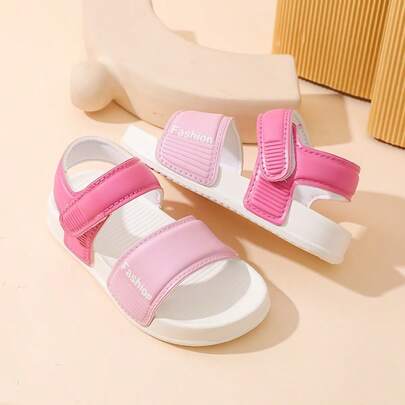 1 par de sandalias deportivas con cierre de gancho y bucle para niños, sandalias unisex de bloques de color para verano para niños pequeños, suela suave de EVA antideslizante para correr al aire libre y uso casual