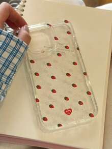 1 buah Casing Ponsel Glitter Transparan Tinggi, Motif Stroberi, Kualitas Premium, Kompatibel dengan Apple 17Promax/16Promax/15Promax/17Pro/17/16Pro/16/15/14/13/12/11 - Clear - View 3