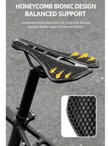 1pc Bicycle 3D Honeycomb Shock-Absorbing Saddle, Hollow Breathable Racing Grade Seat, Comfortable Road Bike Riding Gear, Suitable For Road/Mountain Bike Riding Gear - Multicolor - View 8