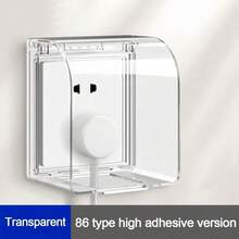 Protector de interruptor montado en la pared, caja plástica grande autoadhesiva impermeable para enchufes, caja a prueba de salpicaduras tipo 86 para baño - transparente - Ver 8