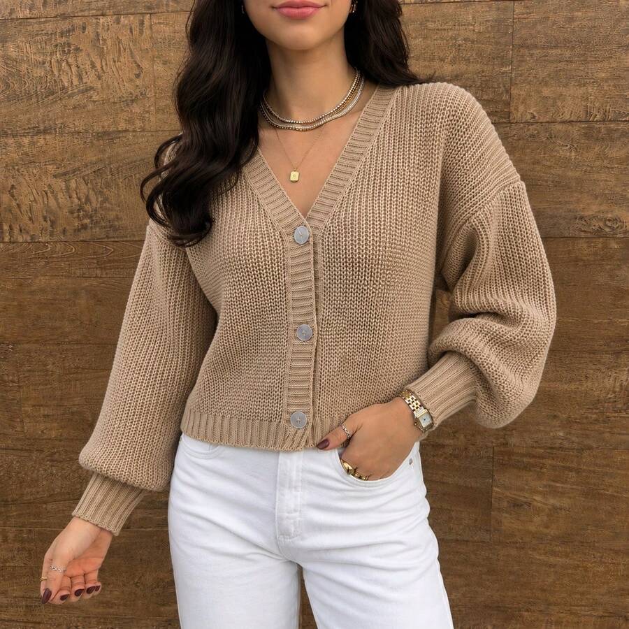 Women Cardigans - Beige - View 1
