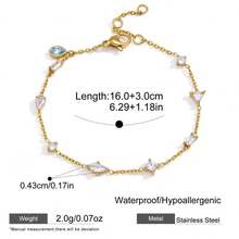 S SHOPBOHO 1pc Compact Stackable Lake Blue Sapphire Zirconia Bracelet, Waterproof & Durable For Daily Wear - Stackable Bracelet - View 7