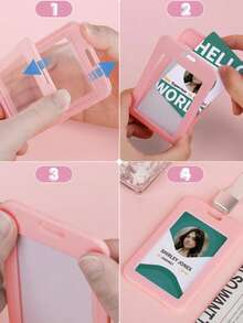 ID Badge Holder With Double Sided Window Hard Plastic Case Card Protector Pocket For Office School ID Credit Card Key Card Driver License&Pass - Multicolor - View 6
