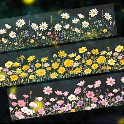 1 Roll 2m Wild Grass & Floral Theme Washi Tape, Creative Aesthetic Sticker, DIY Decoration Collage Craft Material, Holiday Gift, Personalized Scrapbook School Stationery
