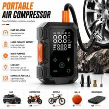 Air Compressor & Inflator Pump 140 PSI Car Air Compressor Pump, Digital Tire Inflator Pump, Portable Car Inflator Pump Suitable For Car Motorcycle LED Light Tire Pump Air Compressor & Inflator Pump, Tire Pump 1500mAh - Black - View 1