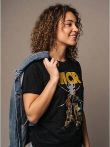 Maglietta da uomo streetwear estiva per vacanze Y2K Off Campus Rock Band Merch - nero - Visualizzare 4