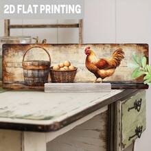 2D Flat - 1pc Farm Chicken And Egg Iron Sign - Vintage Farmhouse Harvest Theme, Wall Decor For Kitchen, Dining Room, Country Home, Retro Mural | Durable Iron Sign, Chicken Decor (Random Style) - A - View 5