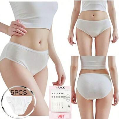 (AST-5PCS) Tek Kullanımlık Kadın Üçgen İç Çamaşırı, Seyahat ve Otel İçin Modal Saf Pamuklu Polyester Pamuklu Taşınabilir Evrensel Günlük Atılabilir Külot (AST)