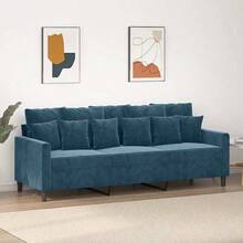 vidaXL Sessel, Sofa Relaxsessel mit gepolstertem Sitz Armlehnen, Fernsehsessel Loungesessel mit Metallgestell, Polstersessel Ruhesessel, Blau Samt - Blau - Übersicht 9