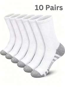 10 Pairs Unisex Socks, Comfortable Casual Crew Socks For Men & Women, Warm Winter Socks, Outdoor Sports & Everyday Wear Socks - Multicolor - View 7