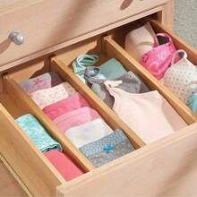 1/2/4pcs Adjustable Bamboo Drawer Dividers, Spring-Loaded Storage Partitions, For Kitchen, Vanity, Bedroom, Desk, Clothes, Socks And Other Home Goods, Desktop Drawer Organizer, Drawer Storage Accessories - Multicolor - View 4