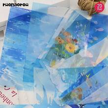Ruonaorou 12pcs/Set Semi-Transparent Premium Santorini Island Travel Vellum Paper Junk Journal Vintage Paper Santorini Island Travel Manuscript Vellum Paper Planner Vellum Paper Decoration DIY Junk Journal Diary Material Paper Envelopes Greeting Cards Vellum Paper Decoration (2D Flat) A5 - Black - View 6