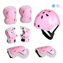 Kit Protección Profesional Para Niños Casco Rodilleras 7pzas - Rosa - Ver 1