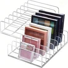 1pc 7-Compartment Clear Acrylic Desktop Makeup Organizer, Partitioned Storage For Contour Palettes, Compacts, Eyewear Accessories, Space-Saving 3D Design, Suitable For Vanity, Bathroom, Dorm, Portable Desktop Storage, Travel Organizer - Multicolor - View 1