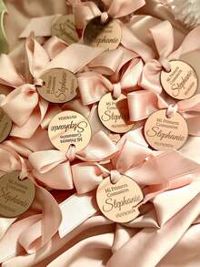 Personalized Rose Gold Tag, Custom Baptism Tag, Custom Name Tag, Round Baby Shower Tag, Pink Favor Decor, Circular Acrylic Label, Mirror Tag - Multicolor - View 5