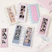 1pc Pastel Star Paw Print 4-Cut Photo Strip Album, Loose-Leaf Photocard Binder With Transparent Display Window, Portable Idol Photostrip Collect Book, Mini Photo Card Storage Holder For Fans, Back To School Supplies,Card Holder - Photo Album - View 5