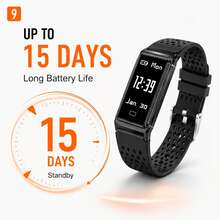 SENBONO Ultra-Thin Smart Bracelet, 0.96-Inch OLED Screen, Multi-Sport Modes, Step Counting, Shake To Take Photo, Heart Rate Monitoring, Sleep Tracking, Unisex Fitness Tracker, Lightweight Smart Watch Gift. (2 Straps: Silicone And Nylon) - View 2
