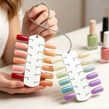 1pc 24/36 Colors Transparent Nail Art Practice Nail Tips Color Card With Chain, Fragrance-Free Nail Color Palette Sample Sticks, Practice Fake Nails Display Board, Natural Nail Color Card, Suitable For Salon - Multicolor - View 3