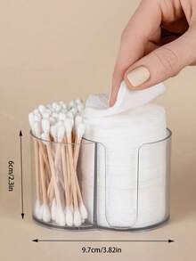 Cotton Swab And Cotton Pad Organizer, 2 Compartments Bathroom Storage Container, Minimalist Makeup Remover Pad Holder, Vanity Countertop Organizer - Multicolor - View 12