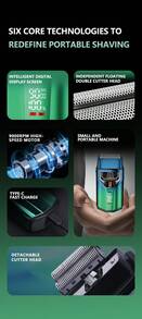 Kemei KM-T400 Electric Shaver For Men, Beard Trimmer, Cordless Shaver, Floating Dual Blades, Wet & Dry Use, Powerful Motor, LED Display, USB Charging, Electric Reciprocating Shaver - Multicolor - View 4