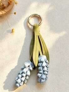 1pc Korean Style Creamy PU Leather Hyacinth Flower Keychain, Gentle Healing Handmade Flower Pendant, Bag Charm, Niche Exquisite Gift - Hyacinth Keychain - View 12